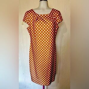 Vintage Clocolor Dress Womens Sheath Polka Dot Knee Length Scoop Neck XL
